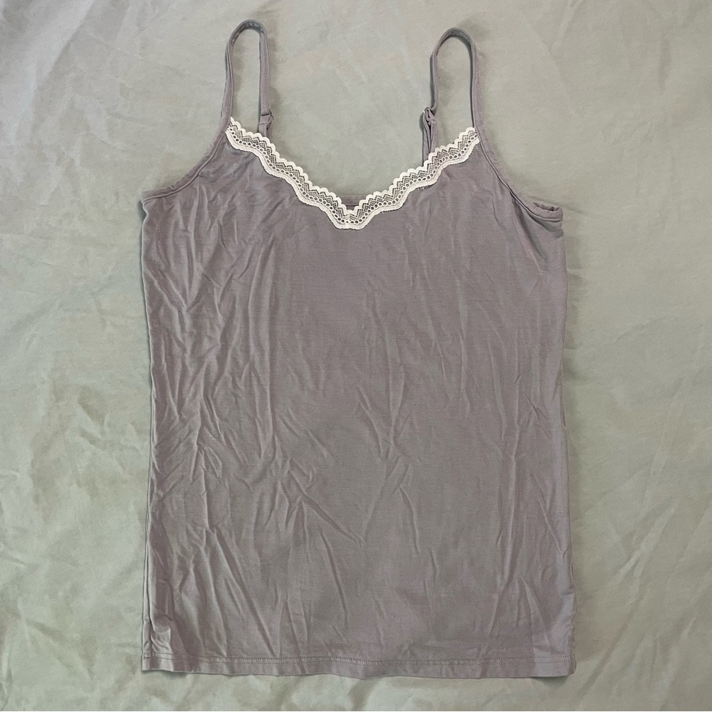 Purple tank top with lace detailing